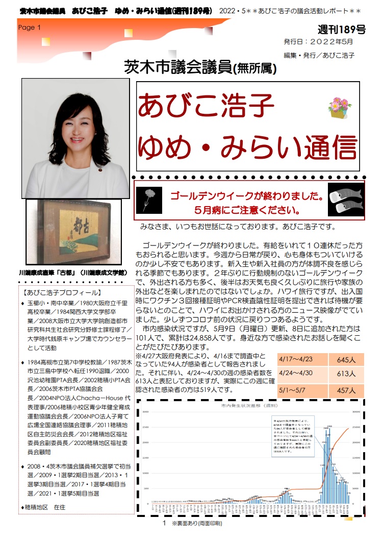 最新号 : 週刊 ゆめ・みらい通信（第189号）2022年5月号