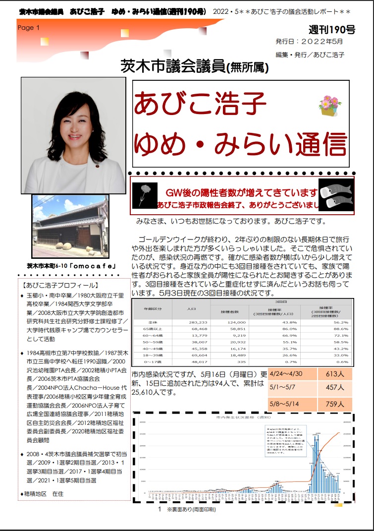 最新号 : 週刊 ゆめ・みらい通信（第190号）2022年5月発行